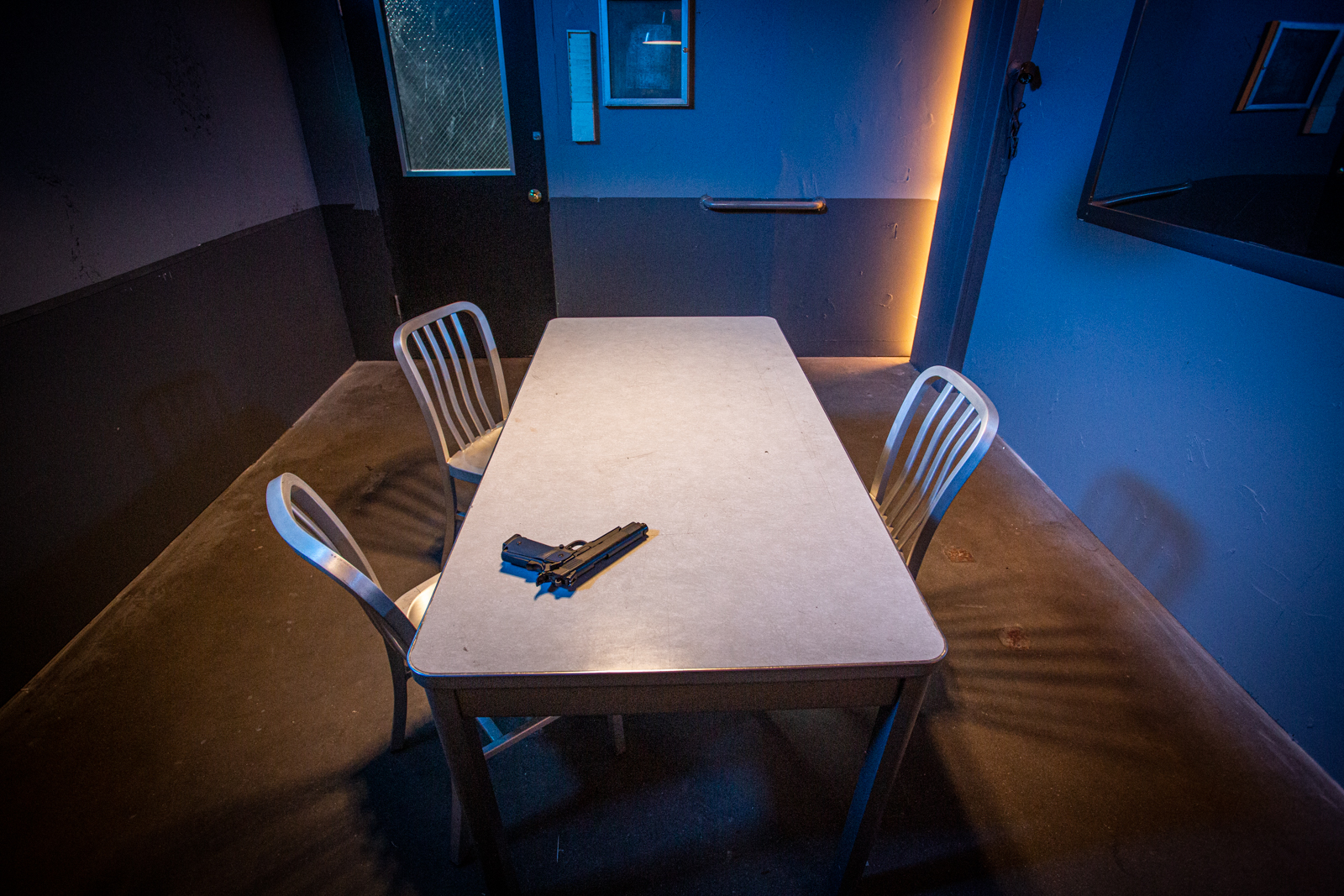 interrogation room standing film set